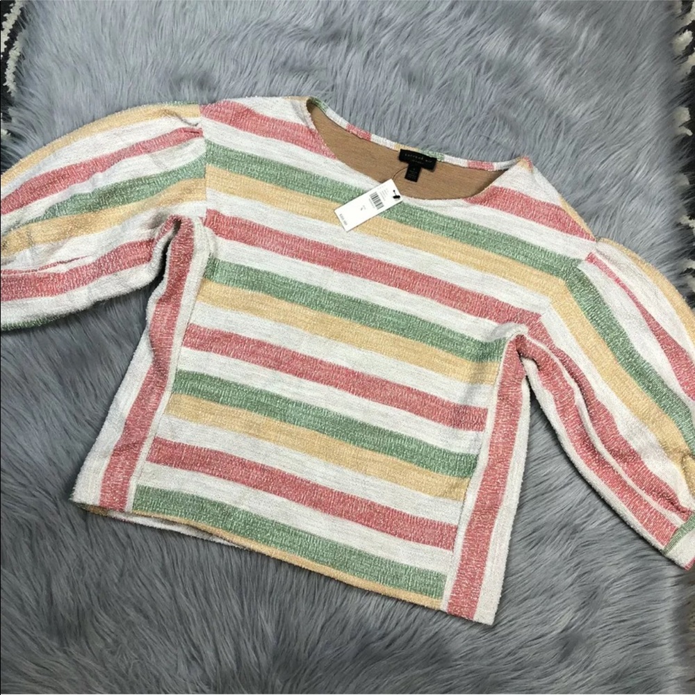 Current Air Abilene Striped Puff Sleeve Top Small